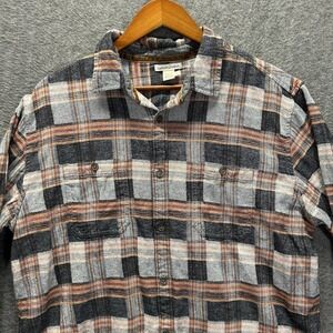 Carbon 2 Cobalt Shirt Men's Large Gray Plaid Long Sleeve Button Up Down Flannel